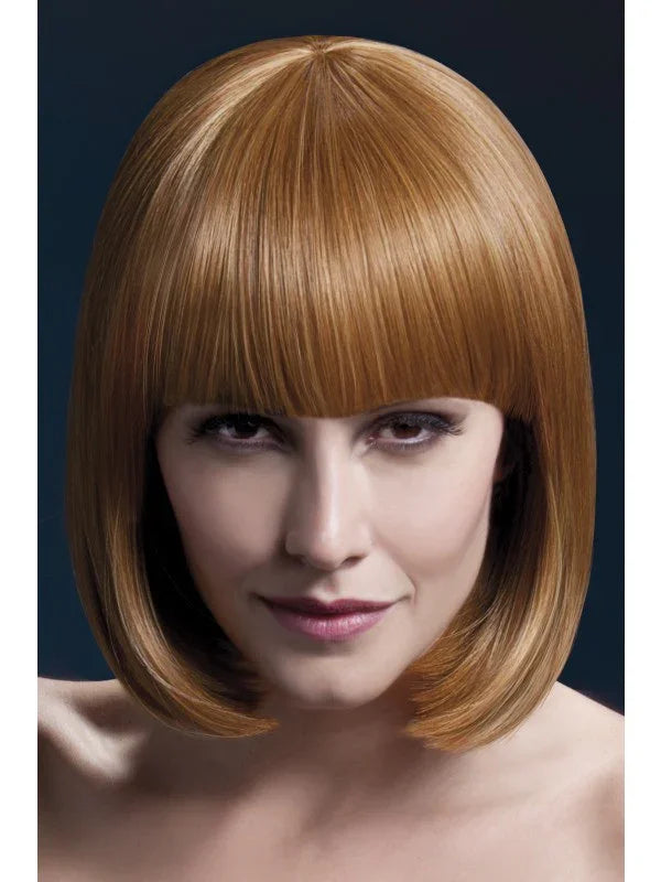 Peluca Castaña Clara Lisa con Flequillo Premium Pelucas Premium Smiffys